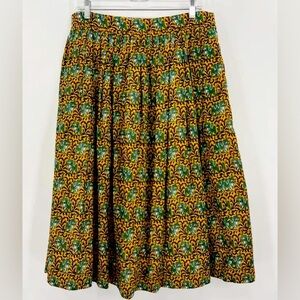 NWOT J. Crew Ratti Elephant Print Black Filigree Pleated Midi Skirt